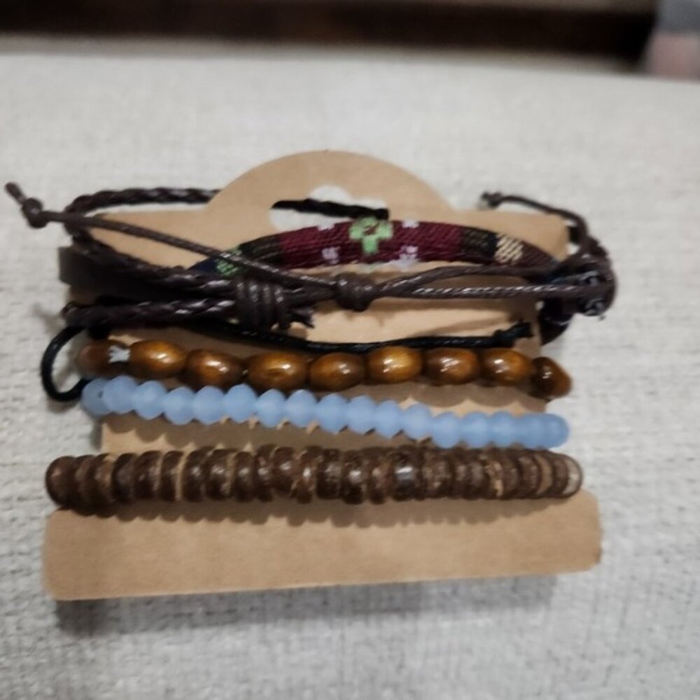 Nwt Womens Multicolor Turquoise Leather & Beads Bracelet Set - Picture 3 of 3